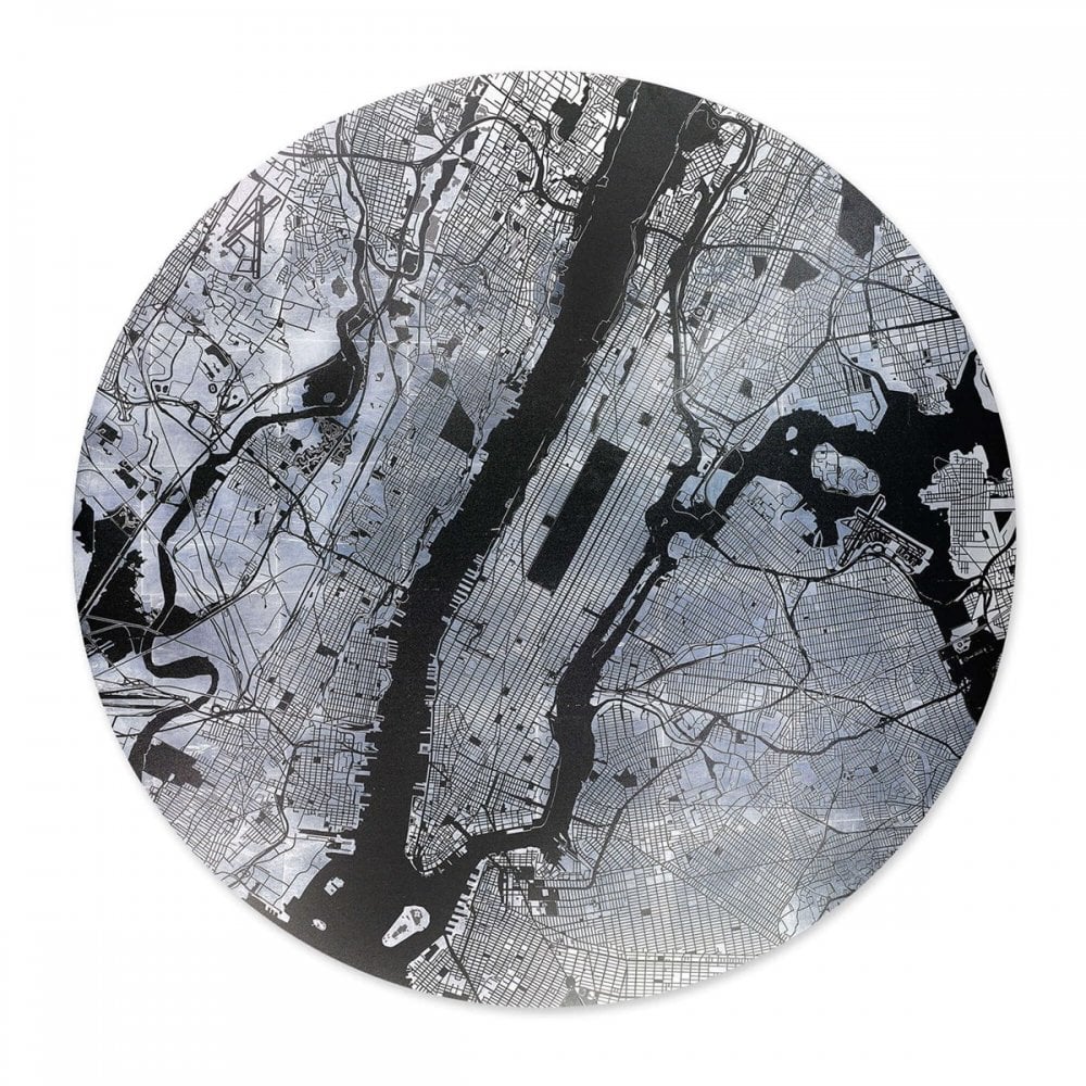 Mappa Mundi New York (Black on Silver)