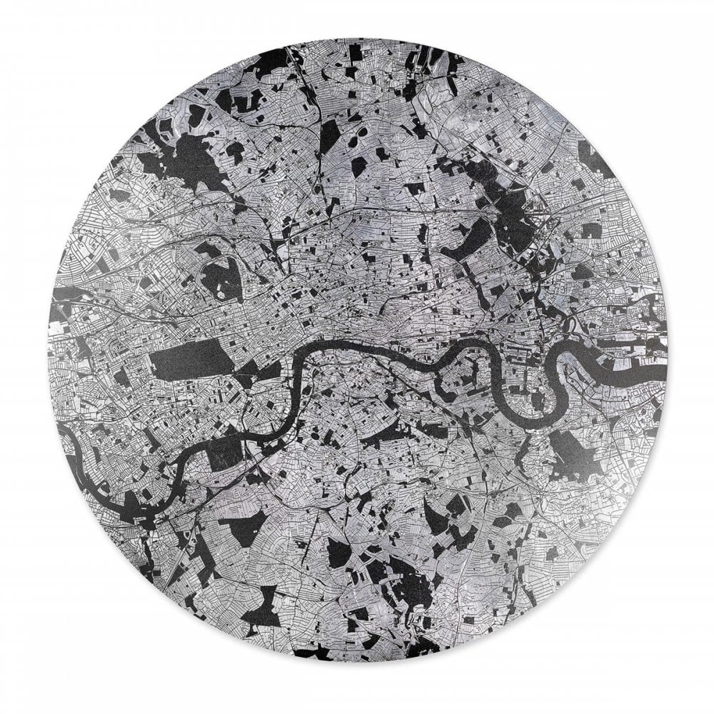 Mappa Mundi London (Black on Silver)