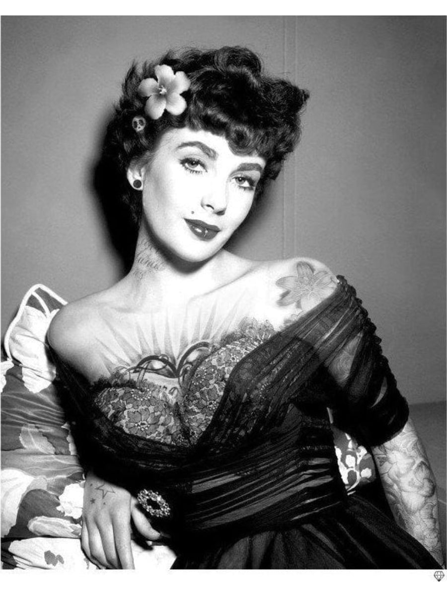 Elizabeth Taylor Tattoo (B&W)